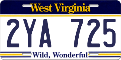WV license plate 2YA725