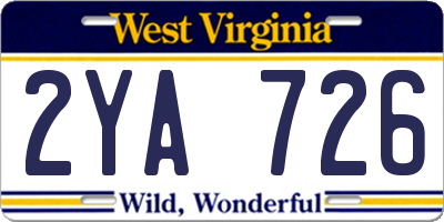 WV license plate 2YA726