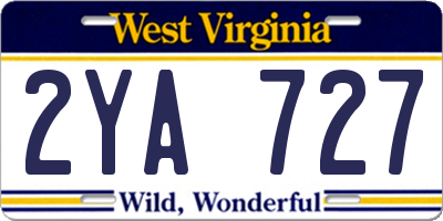 WV license plate 2YA727