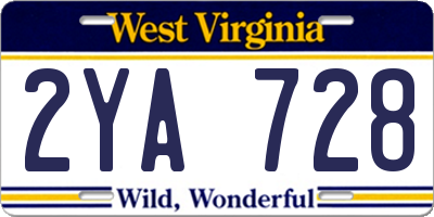 WV license plate 2YA728