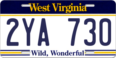 WV license plate 2YA730