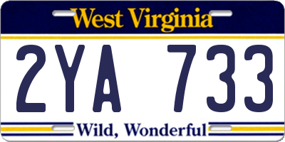 WV license plate 2YA733