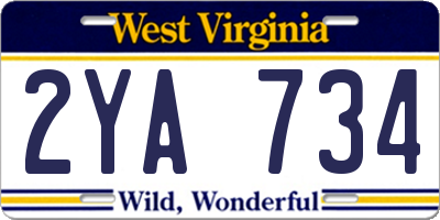 WV license plate 2YA734