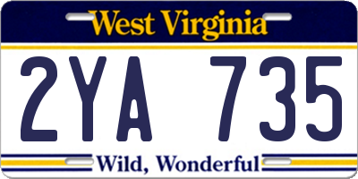 WV license plate 2YA735