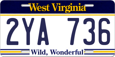 WV license plate 2YA736