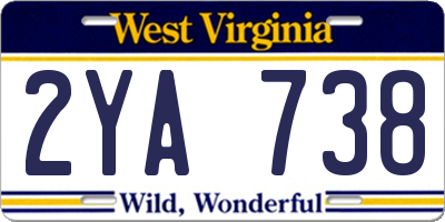 WV license plate 2YA738