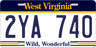WV license plate 2YA740