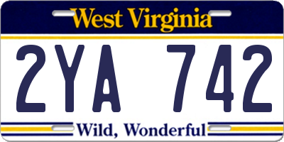 WV license plate 2YA742