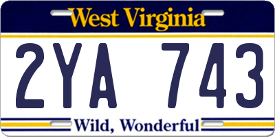 WV license plate 2YA743