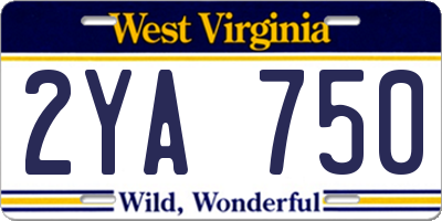 WV license plate 2YA750