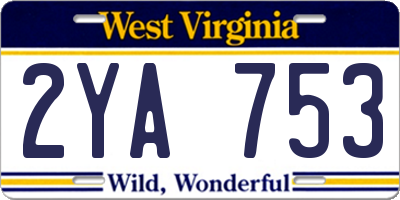 WV license plate 2YA753