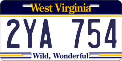 WV license plate 2YA754