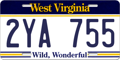 WV license plate 2YA755