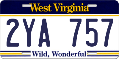 WV license plate 2YA757