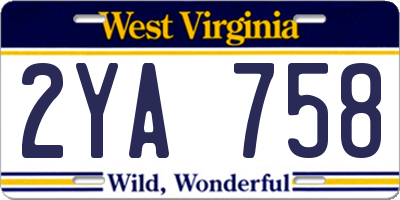 WV license plate 2YA758