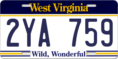 WV license plate 2YA759