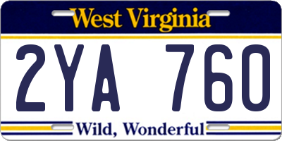 WV license plate 2YA760