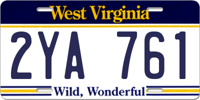 WV license plate 2YA761
