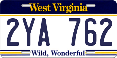 WV license plate 2YA762