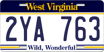 WV license plate 2YA763