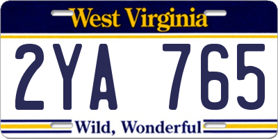 WV license plate 2YA765