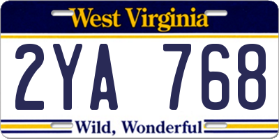 WV license plate 2YA768
