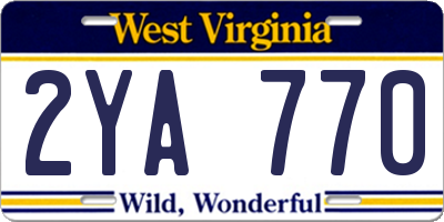 WV license plate 2YA770