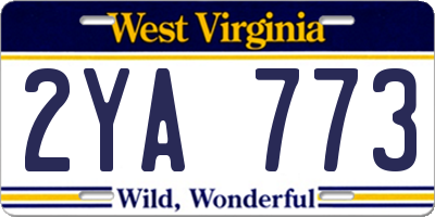 WV license plate 2YA773