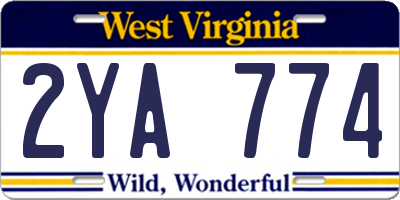 WV license plate 2YA774