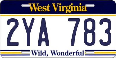 WV license plate 2YA783