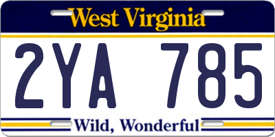 WV license plate 2YA785