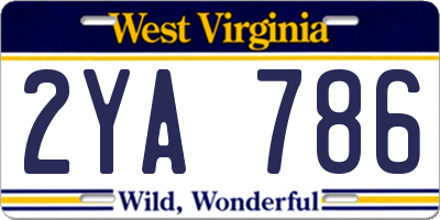 WV license plate 2YA786