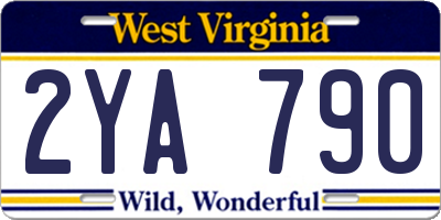 WV license plate 2YA790