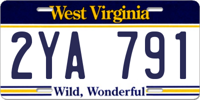 WV license plate 2YA791
