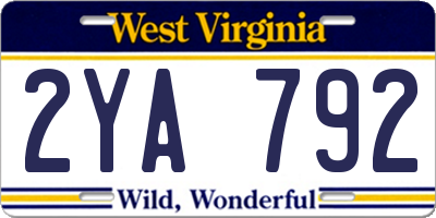 WV license plate 2YA792