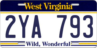 WV license plate 2YA793
