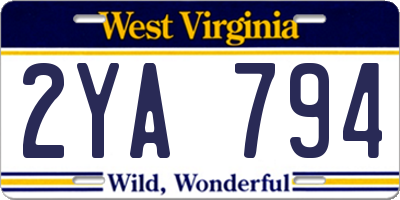WV license plate 2YA794