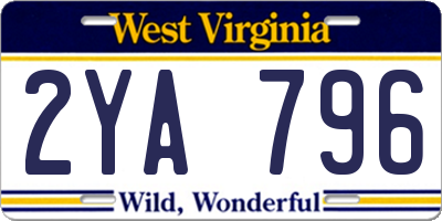 WV license plate 2YA796