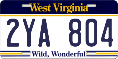 WV license plate 2YA804