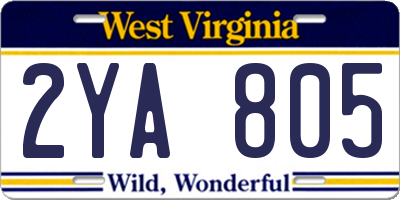 WV license plate 2YA805
