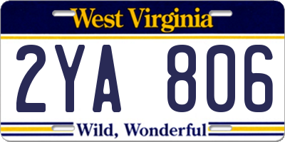 WV license plate 2YA806