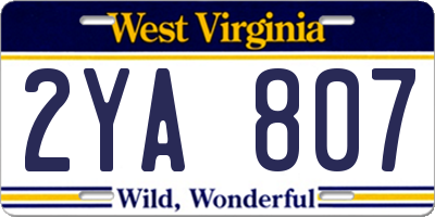 WV license plate 2YA807