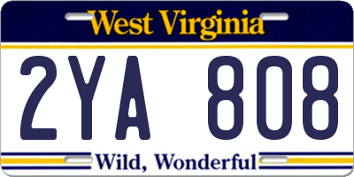 WV license plate 2YA808