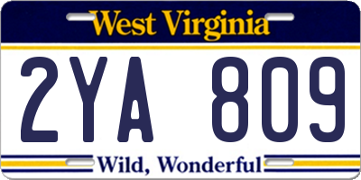 WV license plate 2YA809