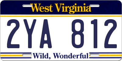 WV license plate 2YA812