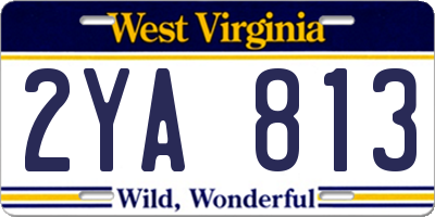 WV license plate 2YA813