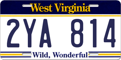 WV license plate 2YA814