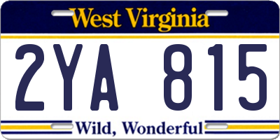 WV license plate 2YA815