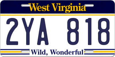 WV license plate 2YA818