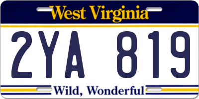 WV license plate 2YA819